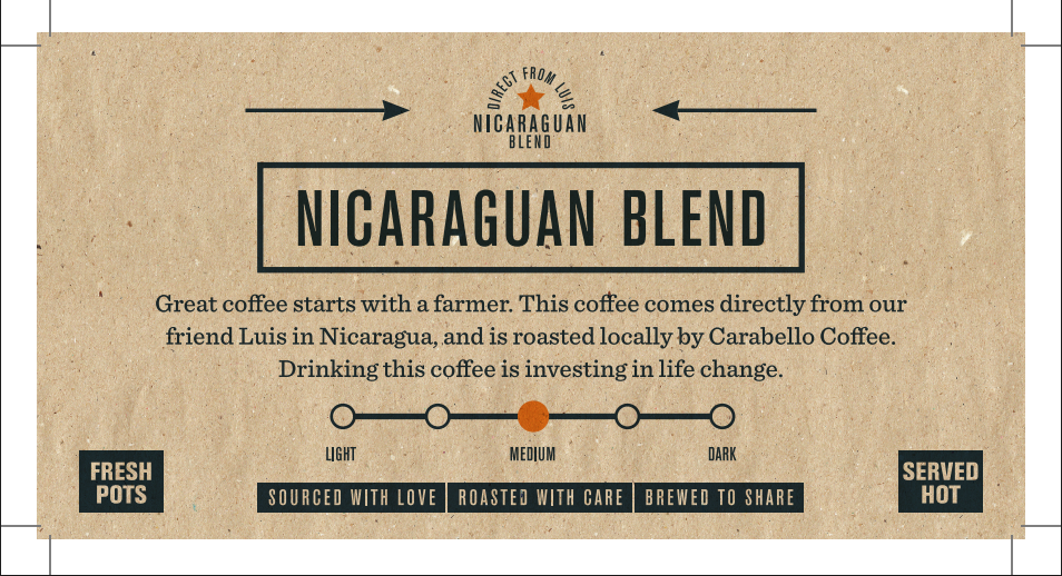 Beverage Labels | Nicaraguan Blend Coffee
