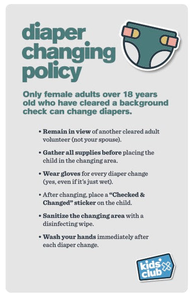 Diaper Changing Policy Sign